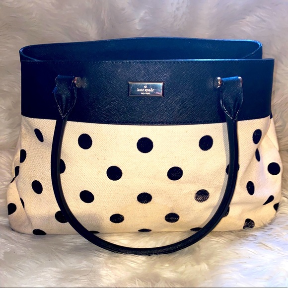 Kate Spade NY Tote Polka Dot Canvas & Leather 18”
